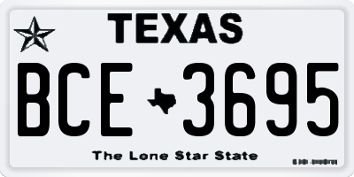 TX license plate BCE3695