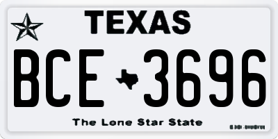 TX license plate BCE3696