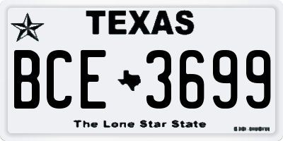 TX license plate BCE3699
