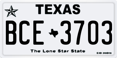 TX license plate BCE3703