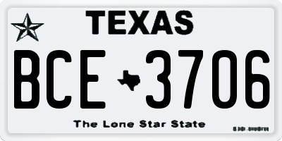 TX license plate BCE3706