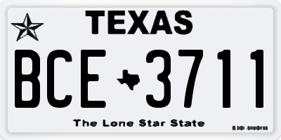 TX license plate BCE3711