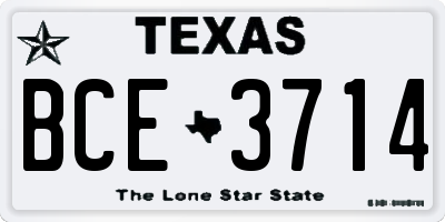 TX license plate BCE3714