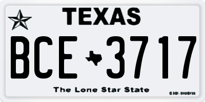 TX license plate BCE3717