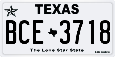 TX license plate BCE3718