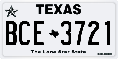 TX license plate BCE3721