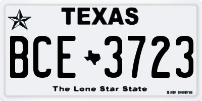TX license plate BCE3723