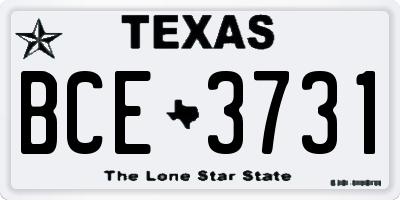 TX license plate BCE3731