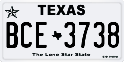 TX license plate BCE3738