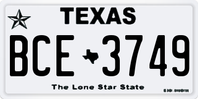 TX license plate BCE3749