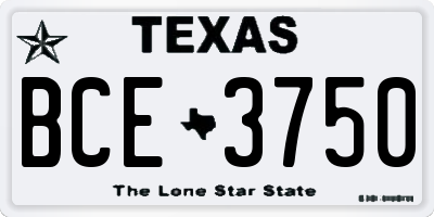 TX license plate BCE3750