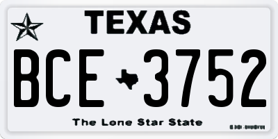 TX license plate BCE3752