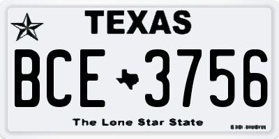 TX license plate BCE3756