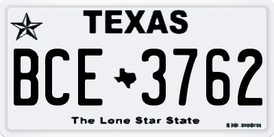 TX license plate BCE3762