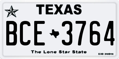TX license plate BCE3764