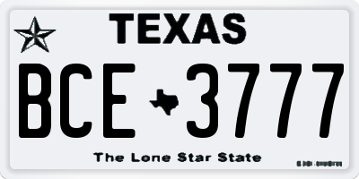 TX license plate BCE3777