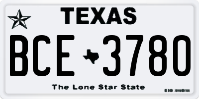 TX license plate BCE3780