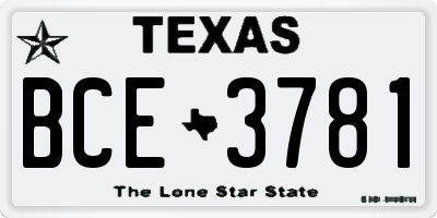 TX license plate BCE3781