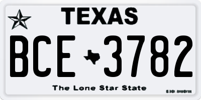 TX license plate BCE3782