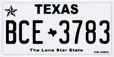 TX license plate BCE3783