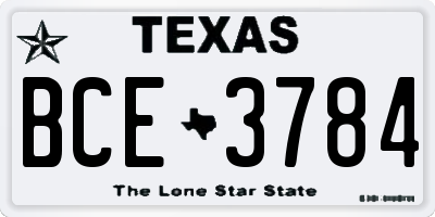 TX license plate BCE3784