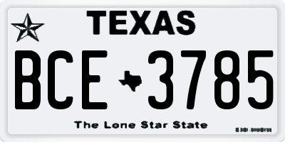 TX license plate BCE3785