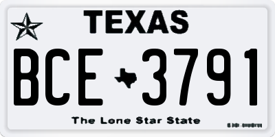 TX license plate BCE3791