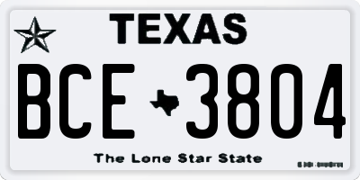 TX license plate BCE3804