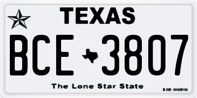 TX license plate BCE3807