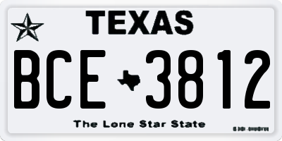 TX license plate BCE3812
