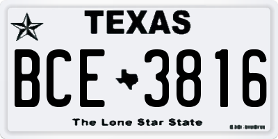 TX license plate BCE3816