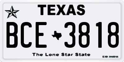 TX license plate BCE3818