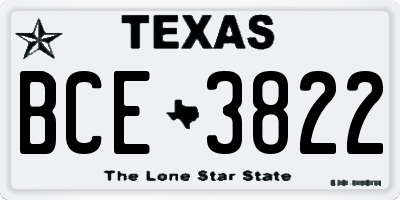 TX license plate BCE3822