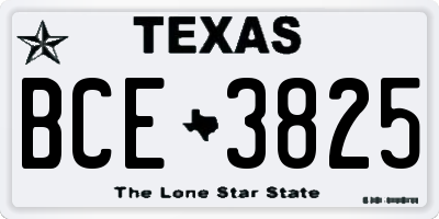 TX license plate BCE3825
