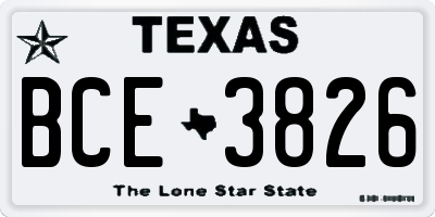 TX license plate BCE3826