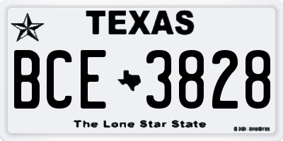 TX license plate BCE3828