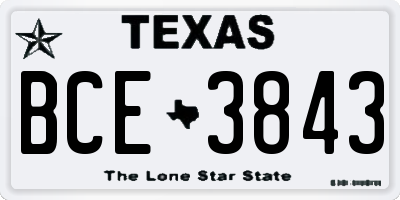 TX license plate BCE3843