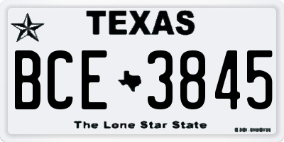 TX license plate BCE3845