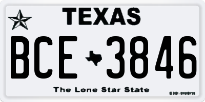 TX license plate BCE3846