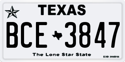TX license plate BCE3847