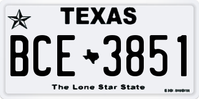 TX license plate BCE3851