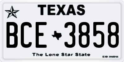 TX license plate BCE3858