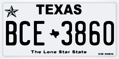 TX license plate BCE3860