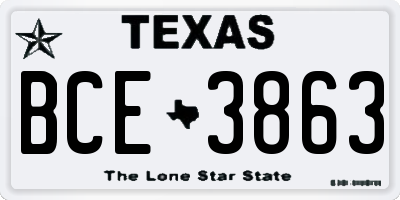 TX license plate BCE3863