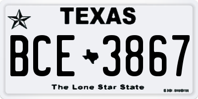 TX license plate BCE3867