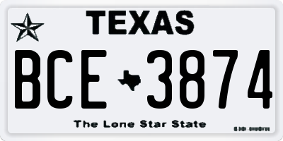 TX license plate BCE3874