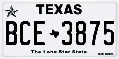 TX license plate BCE3875