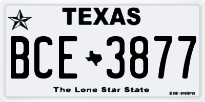 TX license plate BCE3877