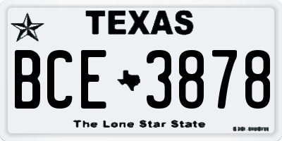TX license plate BCE3878