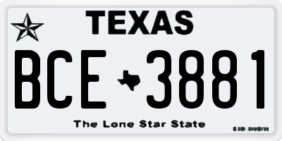 TX license plate BCE3881